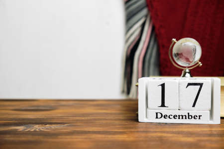 seventeenth day of winter month calendar december with copy space.の写真素材