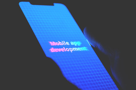 Concept of development and creation of mobile applications.の写真素材