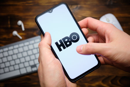 HBO american cable and satellite television network. russia, st.petersburg, 8 december 2020.のeditorial素材
