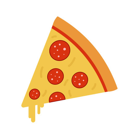 Flat isolated Slice of pepperoni pizza for web design.のイラスト素材