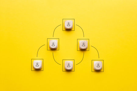 The concept of vertical management or chain of command in the company business.の写真素材