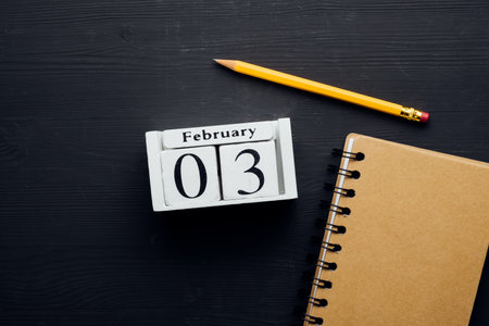third day of winter month calendar february.の写真素材