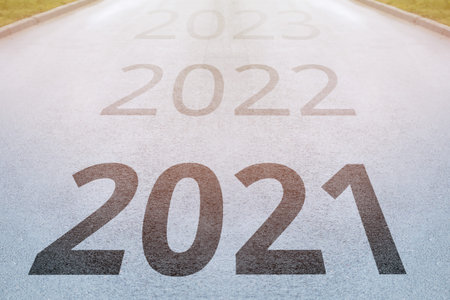 Concept of the way to the new year 2021 on the way forward.