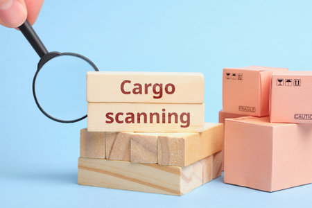 Concept of checking and scanning cargo during transportation.