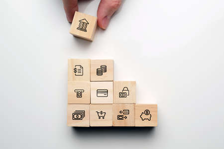 The concept of building a banking system and services.の写真素材