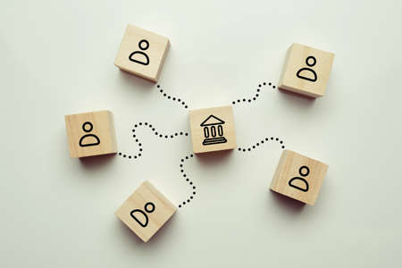 Concept of clients visiting bank for financial and credit services.の写真素材