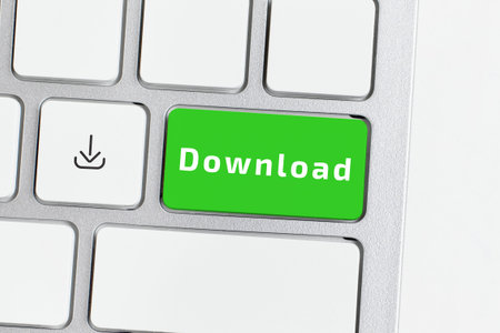 download concept on keyboard button. Close up.
