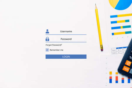 The concept of login into a business account with a username and password.の写真素材