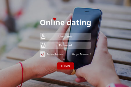 The concept of entering an online dating account with a username and password.