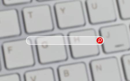 Search bar concept on blurred keyboard background.の写真素材