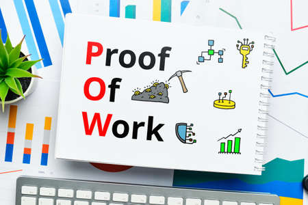 Concept pow or Proof of Work with abstract iconsの写真素材