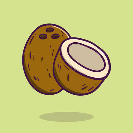 hand drawn fresh coconut in doodle styleのイラスト素材