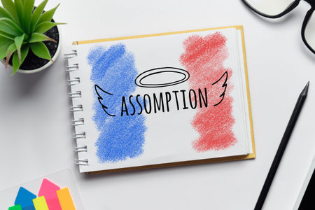 French Holiday assomption drawn on a notebook.