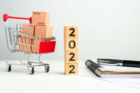 Concept of buying and delivering goods from stores in 2022