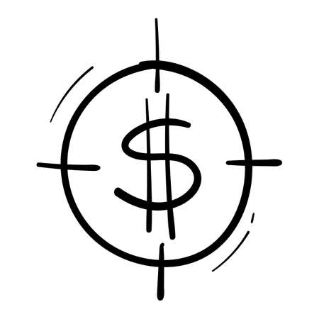 hand drawn purpose money icon in doodle style isolated.のイラスト素材