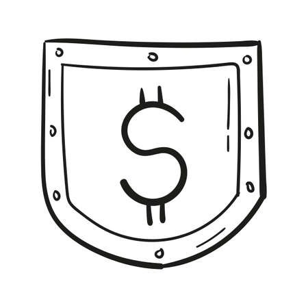 hand drawn financial protection icon in doodle style isolated.のイラスト素材