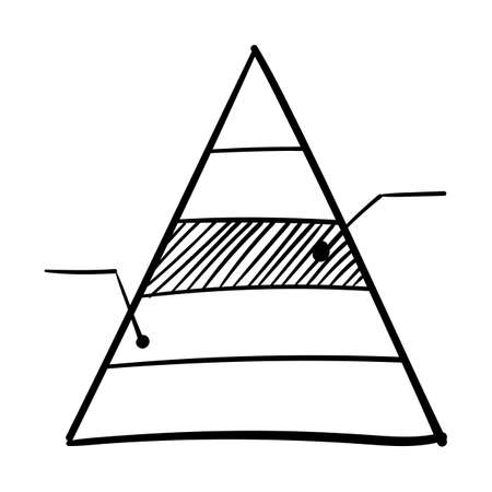 hand drawn financial pyramid chart icon in doodle style isolated.のイラスト素材