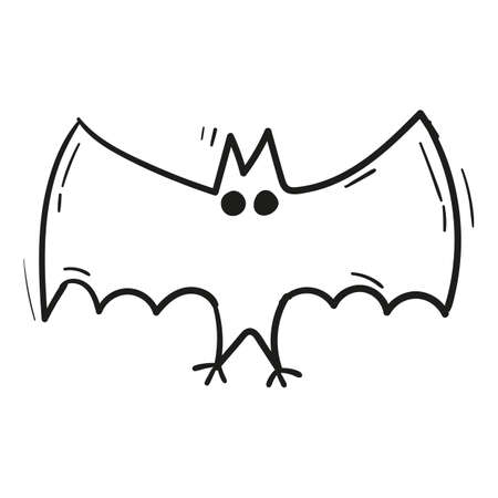 hand drawn bat icon in doodle style isolated.のイラスト素材