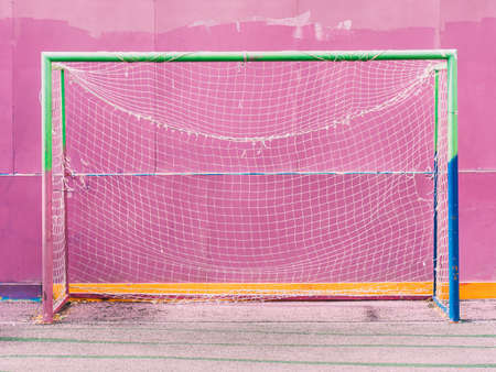 Amateur football goal in the city courtyard.の写真素材