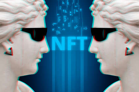 Modern concept of digital art NFT or non-fungible token.の写真素材