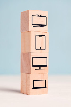 TV or television concept on different devices. computer, TV and smartphone icons.
