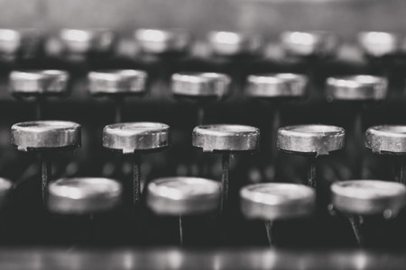 The mechanism of the keys of an old typewriter for typingの写真素材