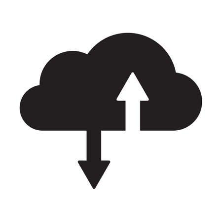Cloud storage with upload and download icon in simple style on white background isolated.のイラスト素材