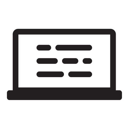 Laptop icon with text on screen simple style on white background isolated.のイラスト素材