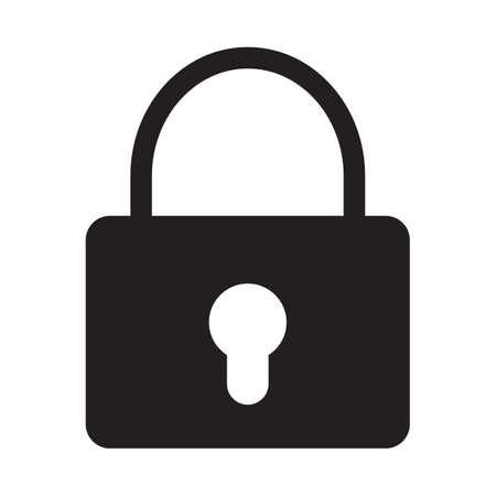 Protection and guard icon in the form of a lock in simple style on white background isolated.のイラスト素材