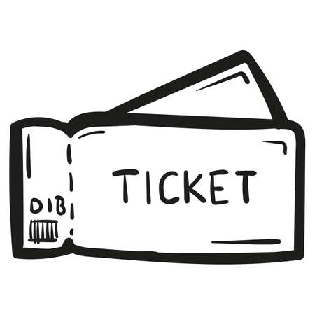 Hand drawn Ticket icon in doodle style isolated.のイラスト素材