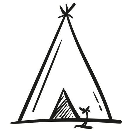Hand drawn wigwam icon in doodle style isolated.のイラスト素材