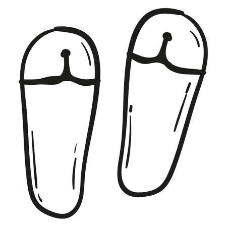 Hand drawn Slippers flip-flops icon in doodle style isolated.のイラスト素材