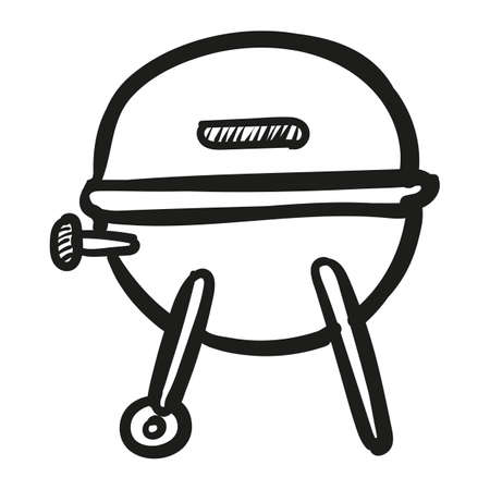 Hand drawn Grill icon in doodle style isolated.のイラスト素材