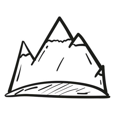 Hand drawn Mountains icon in doodle style isolated.のイラスト素材