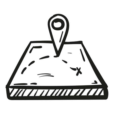 Hand drawn Map icon in doodle style isolated.のイラスト素材