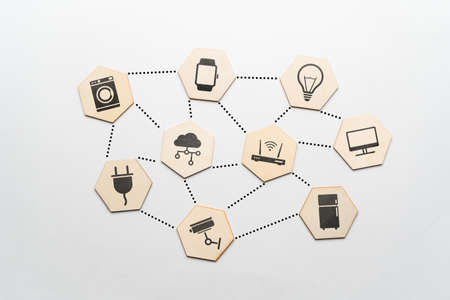 Iot or Internet of things concept. Internet of things concept. Remote control of security, equipment and smart homeの写真素材