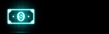 Virtual reality with electronic money and payments symbol and copy space.の写真素材