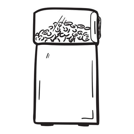 Hand drawn coffee grinder icon in doodle style isolatedのイラスト素材