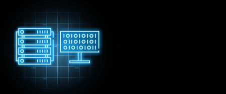 Crypto business concept. Big data and equipment for cryptocurrency mining with copy space