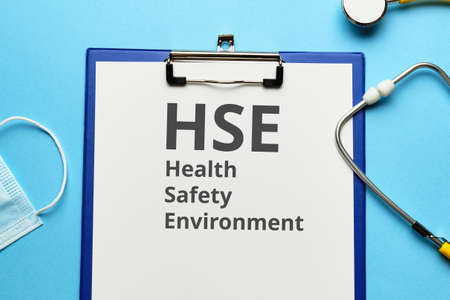 Acronym HSE or Health Safety Environment. Text on paper.の写真素材
