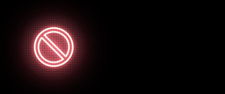 Stop or forbidden sign in the form of a hologram with copy space.
