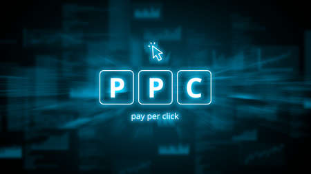 Concept Pay per click or ppc. Business acronym in holographic style..の写真素材