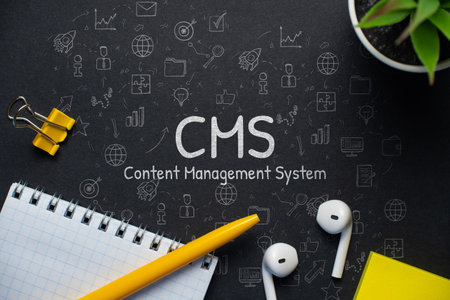 Concept business marketing acronym CMS or Content Management System.の写真素材