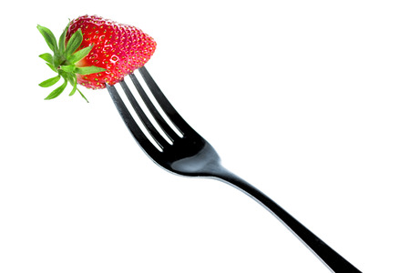 Fork with strawberryの写真素材