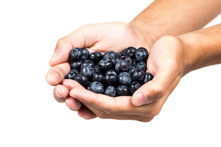 Handful of blueberriesの写真素材