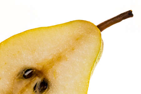 Half williams pear, isolated on white backgroundの写真素材