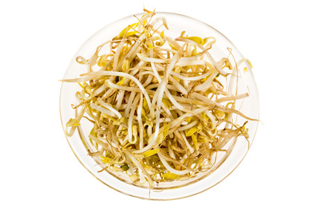 Bowl of bean sprouts isolated white backgroundの写真素材