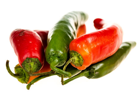 Chili peppers isolated on a white backgroundの写真素材