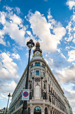 Madrid capital of Spain in Gran VÃ­a street with AlcalÃ¡ streetの写真素材