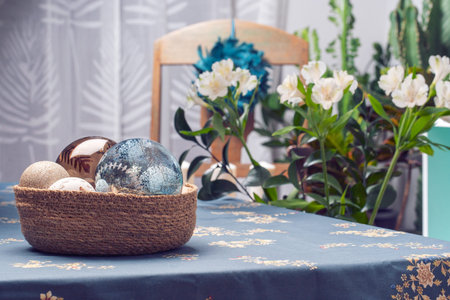 Christmas decoration on a wooden craft table in a family's home for Christmas and New Years Eve
